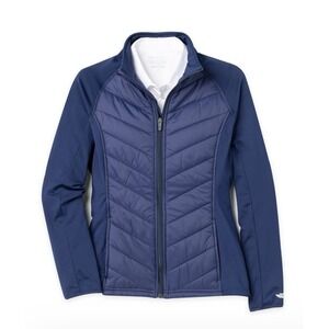 Straight Down Womens Nova Jacket Puffer Quilted Full Zip Navy Coat Sz‎ M